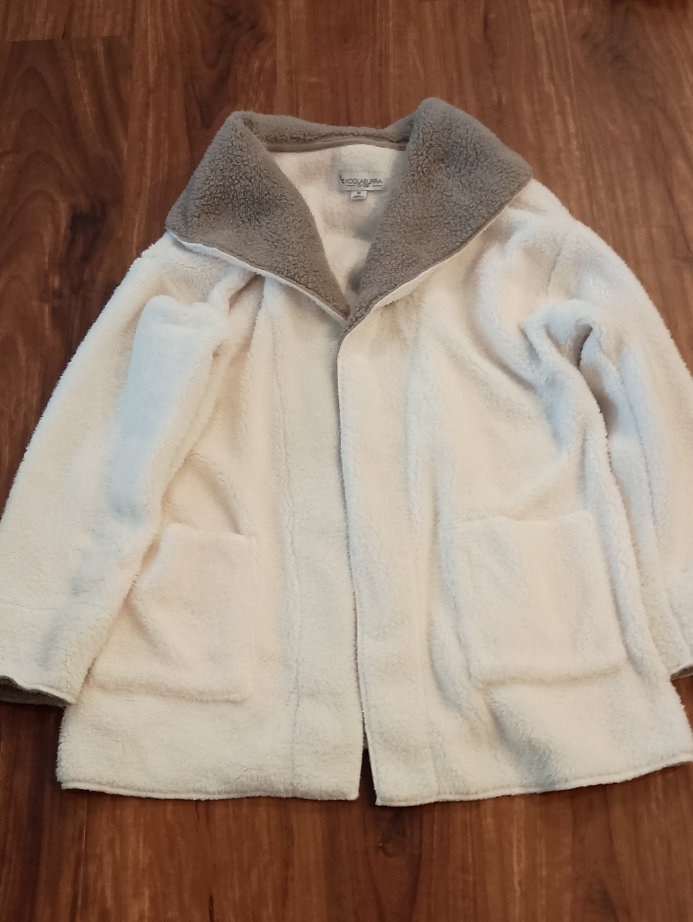 Koolaburra By Ugg Cream Sherpa Jacket with Gray Contrast Collar